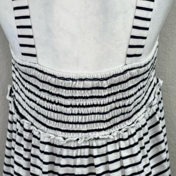 Caslon Easy Stripe Cotton Blend Navy White Smocked Sleeveless Maxi Dress Small - Picture 11 of 13